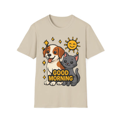 Good Morning Dog and Cat T-Shirt – Cute Pet Lovers Tee