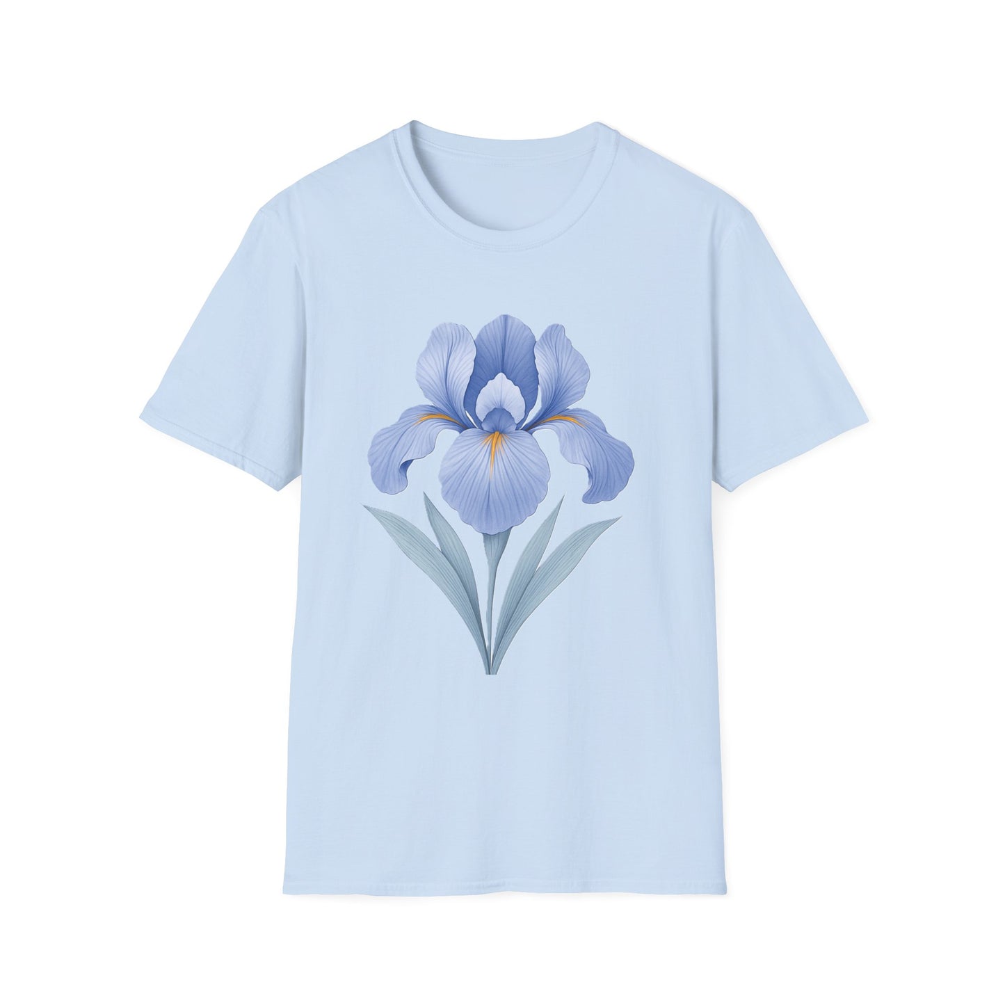 Blue Iris Flower Shirt – Minimal Botanical Floral Graphic T-Shirt