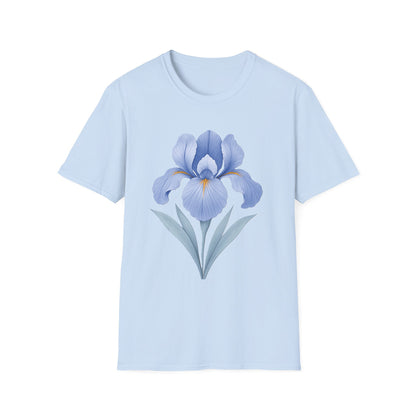 Blue Iris Flower Shirt – Minimal Botanical Floral Graphic T-Shirt