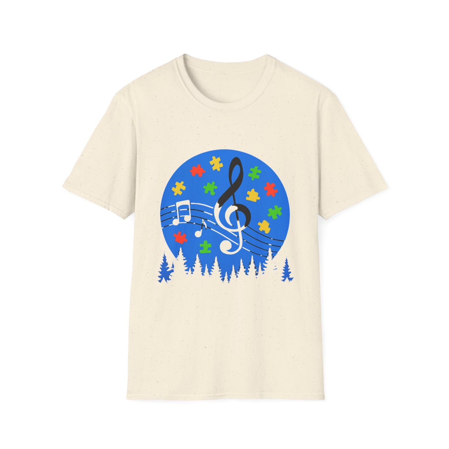 Autism Awareness Music T-Shirt – Puzzle Pieces & Musical Notes Tee