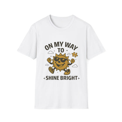 On My Way to Shine Bright Autism Awareness T-Shirt – Motivational Puzzle Piece Design for Neurodiversity and Inclusion