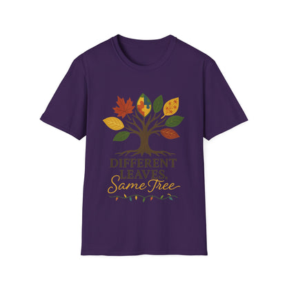 Different Leaves Same Tree T-Shirt | Autism Awareness Inclusion Tee | Neurodiversity Support Tree Graphic Shirt