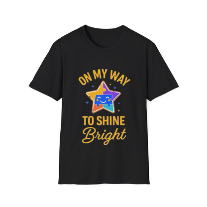 On My Way to Shine Bright Shirt – Autism Pride T-Shirt with Colorful Puzzle Star Design