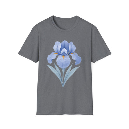 Blue Iris Flower Shirt – Minimal Botanical Floral Graphic T-Shirt
