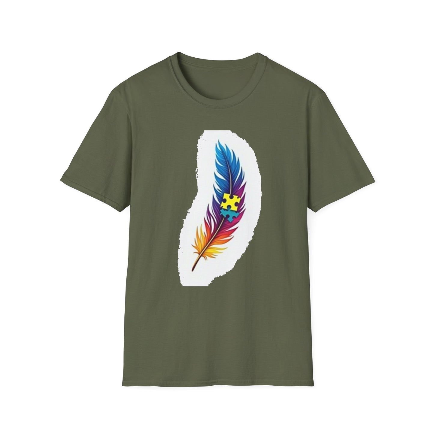 Autism Awareness Feather T-Shirt – Colorful Neurodiversity Puzzle Piece Tee