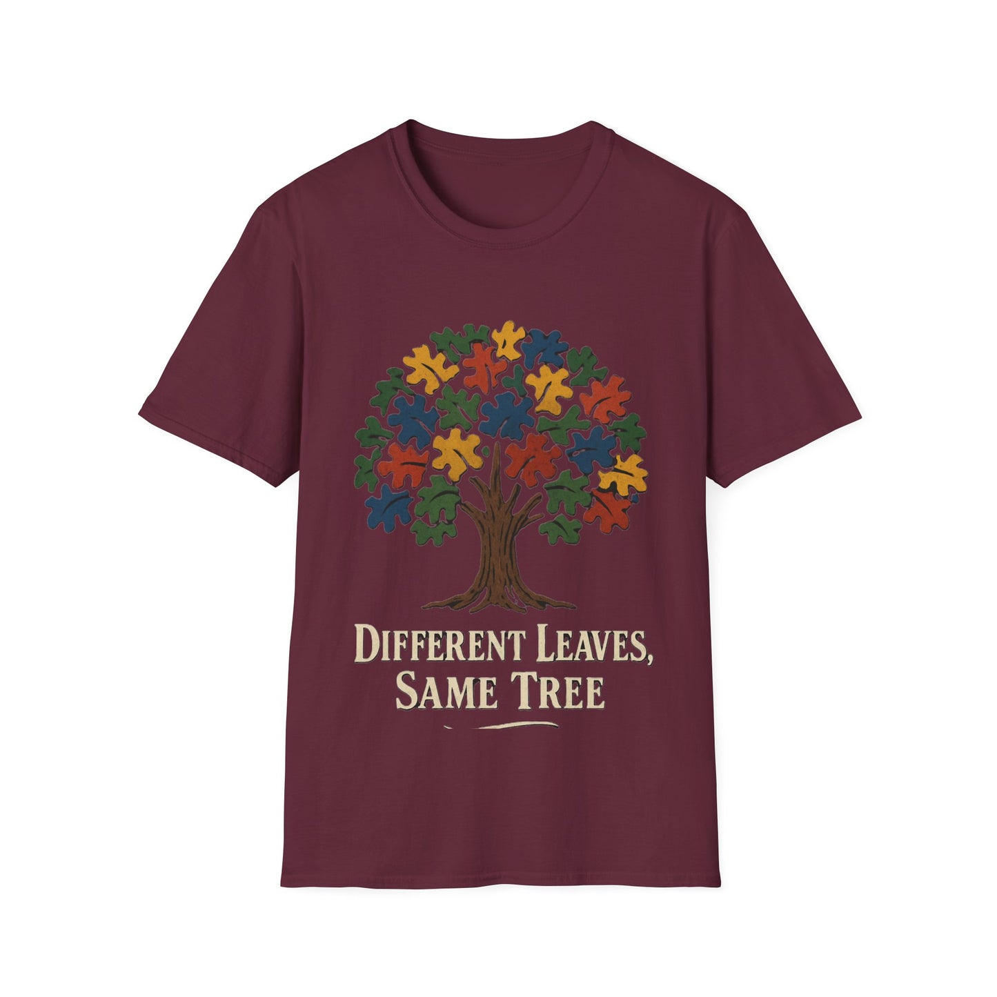 Puzzle Piece Tree T-Shirt | Autism Awareness Inclusion Tee | Different Leaves Same Tree Neurodiversity Shirt