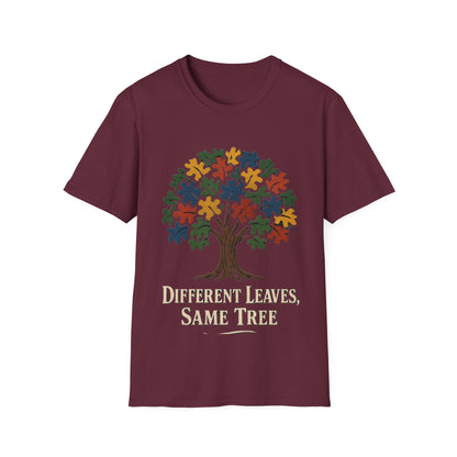 Puzzle Piece Tree T-Shirt | Autism Awareness Inclusion Tee | Different Leaves Same Tree Neurodiversity Shirt