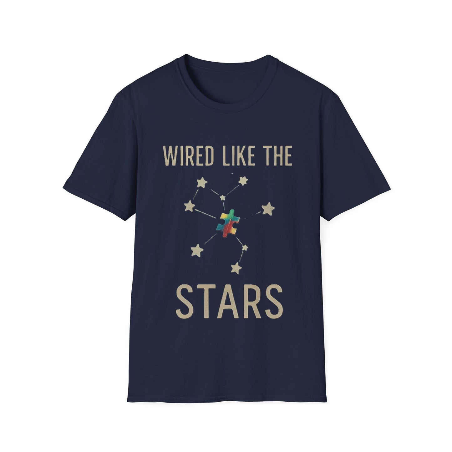 Wired Like the Stars Neurodiversity T-Shirt – Autism Pride Puzzle Star Tee