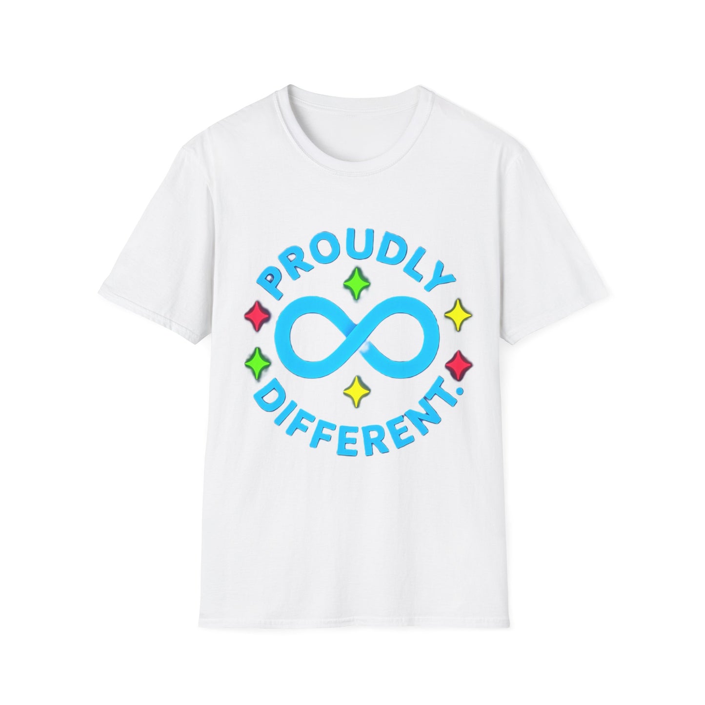 Proudly Different T-Shirt – Colorful Infinity Design for Empowerment