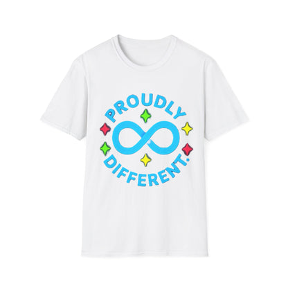 Proudly Different T-Shirt – Colorful Infinity Design for Empowerment
