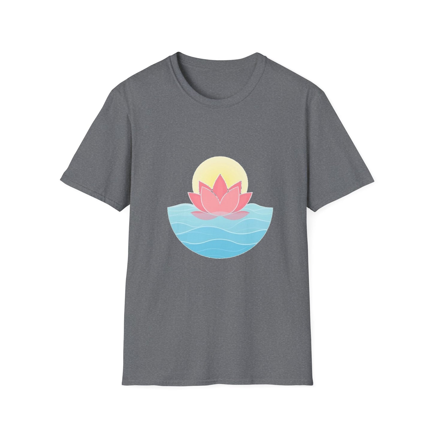 Lotus Flower T-Shirt – Tranquil Design with Water & Sun – Peace & Mindfulness Shirt
