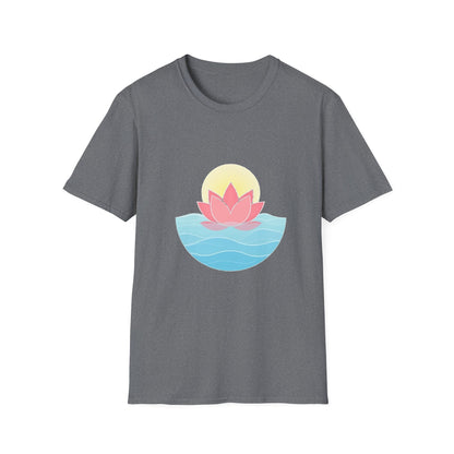 Lotus Flower T-Shirt – Tranquil Design with Water & Sun – Peace & Mindfulness Shirt