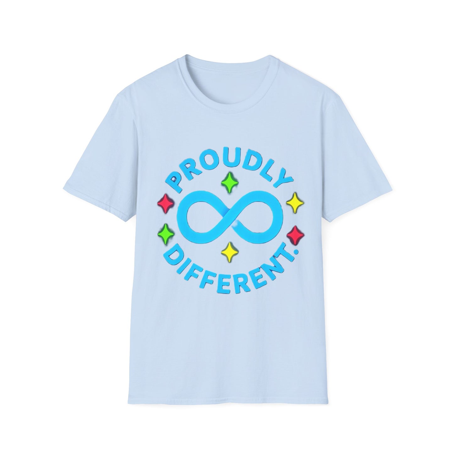 Proudly Different T-Shirt – Colorful Infinity Design for Empowerment