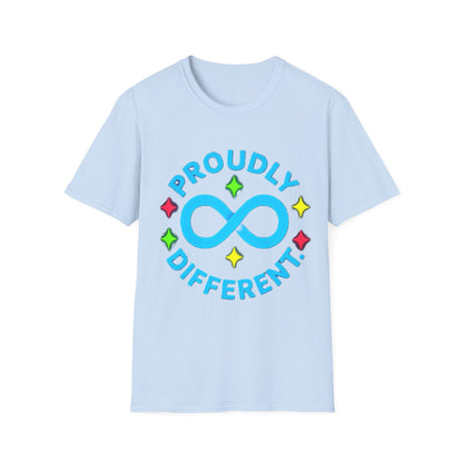 Proudly Different T-Shirt – Colorful Infinity Design for Empowerment