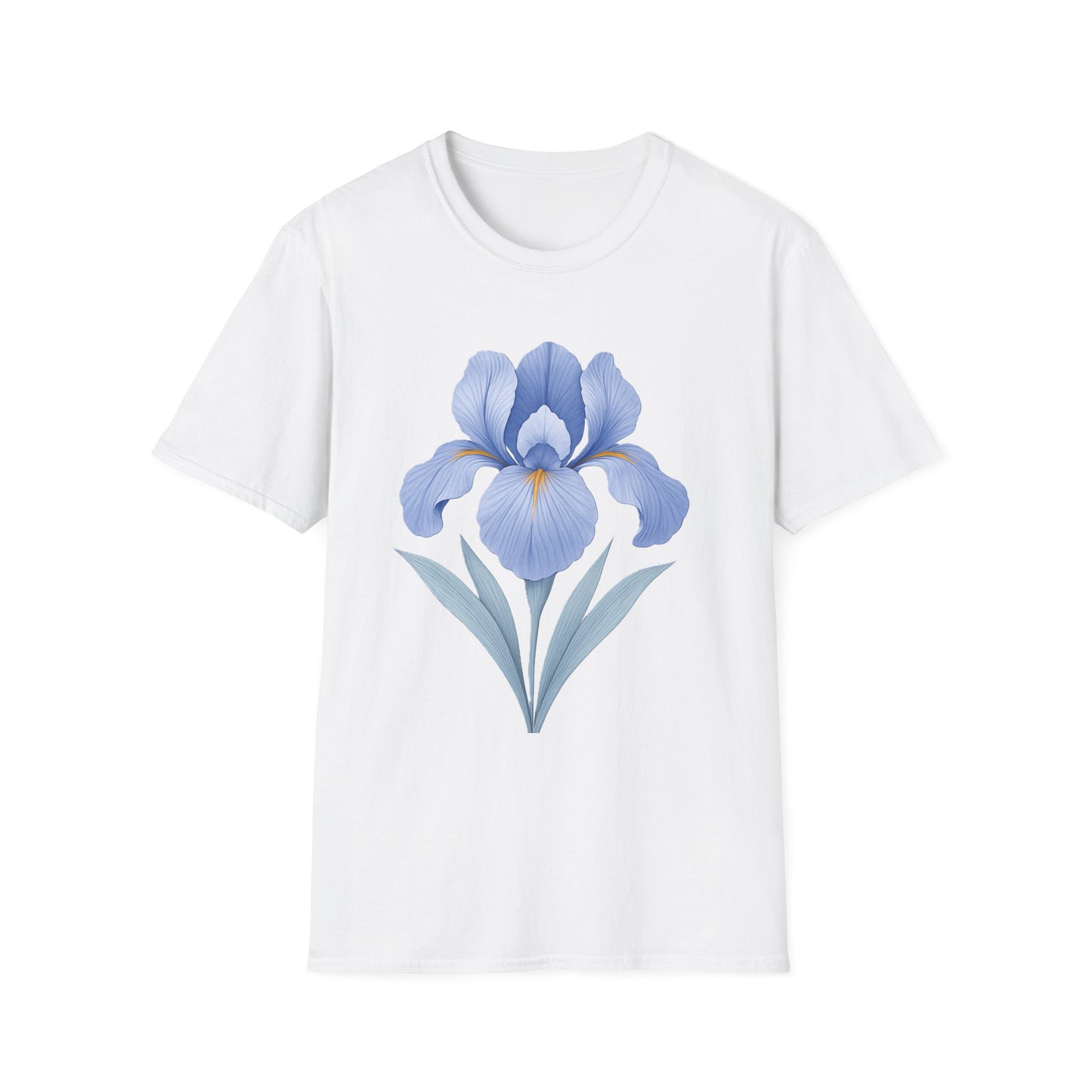 Blue Iris Flower Shirt – Minimal Botanical Floral Graphic T-Shirt