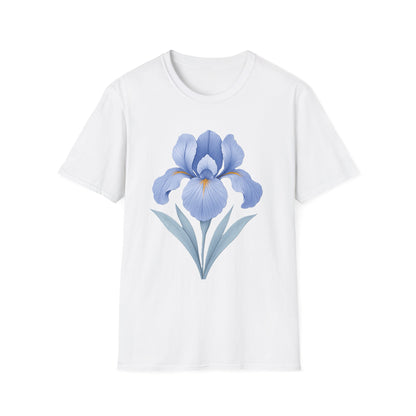 Blue Iris Flower Shirt – Minimal Botanical Floral Graphic T-Shirt