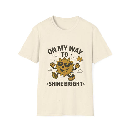 On My Way to Shine Bright Autism Awareness T-Shirt – Motivational Puzzle Piece Design for Neurodiversity and Inclusion