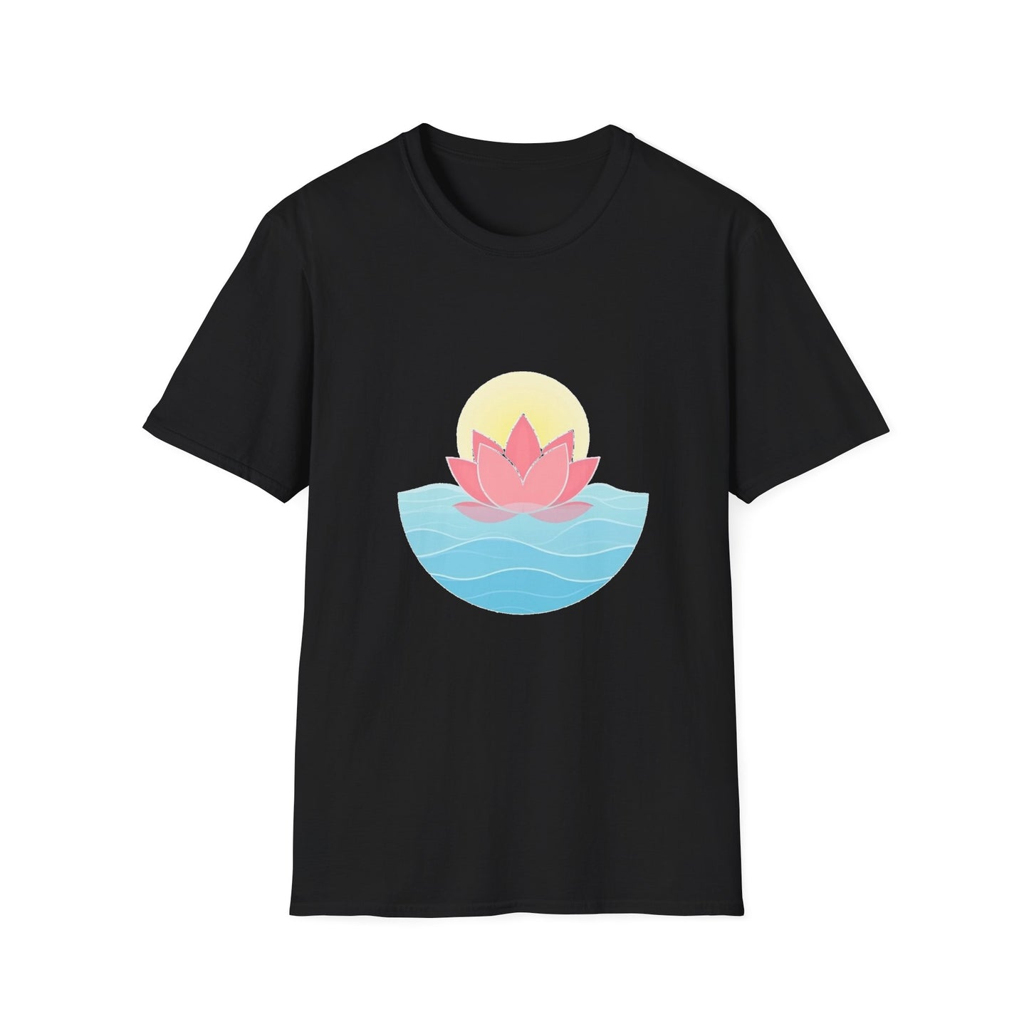 Lotus Flower T-Shirt – Tranquil Design with Water & Sun – Peace & Mindfulness Shirt