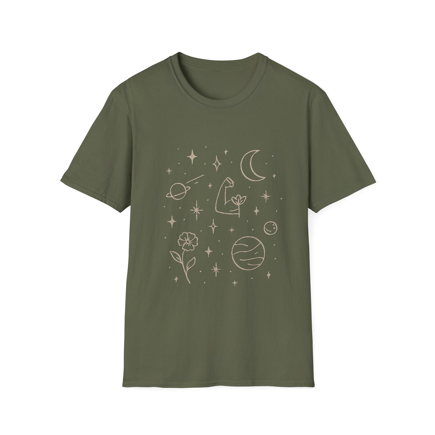 Cosmic Strength Line Art T-Shirt – Feminine Power & Self Growth Tee