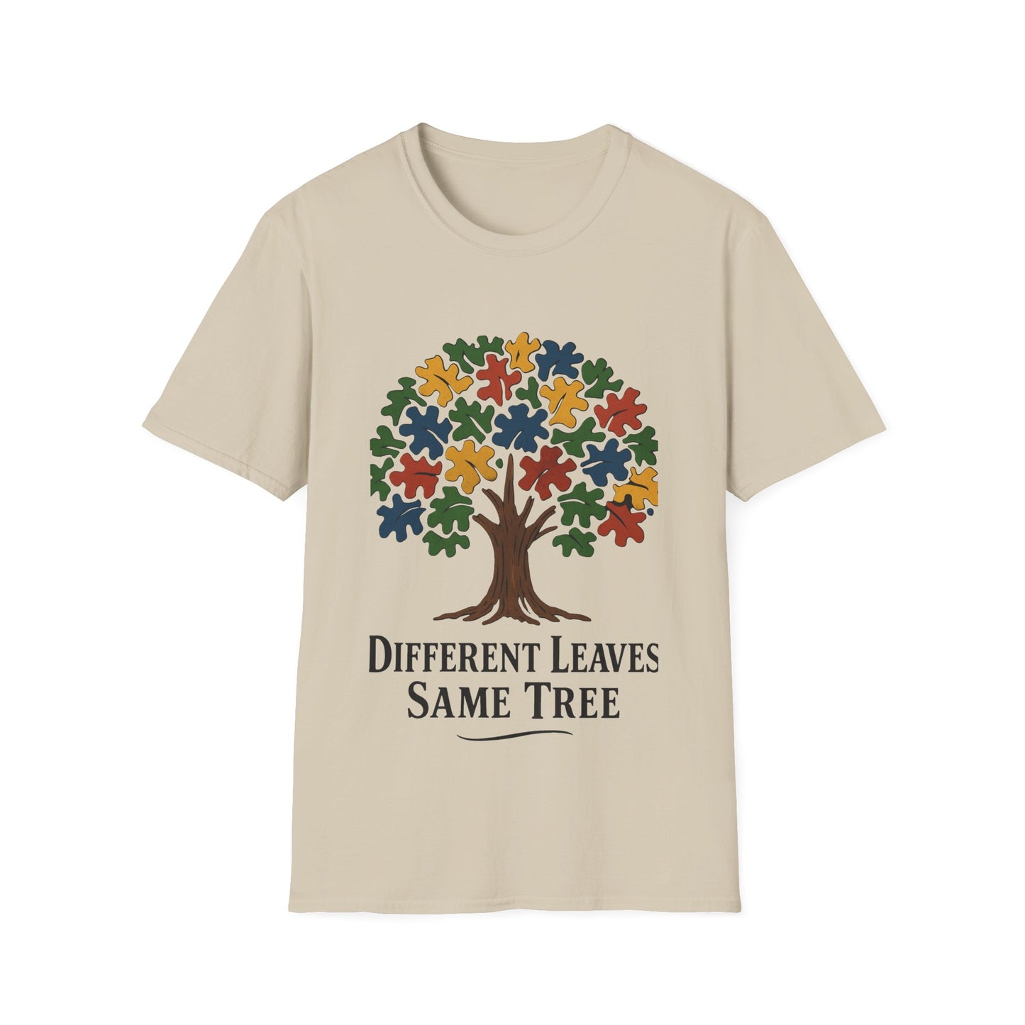 Puzzle Piece Tree T-Shirt | Autism Awareness Inclusion Tee | Different Leaves Same Tree Neurodiversity Shirt