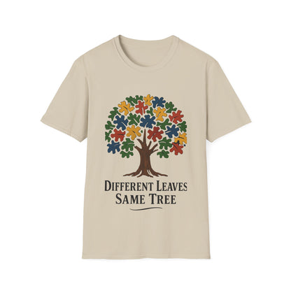 Puzzle Piece Tree T-Shirt | Autism Awareness Inclusion Tee | Different Leaves Same Tree Neurodiversity Shirt