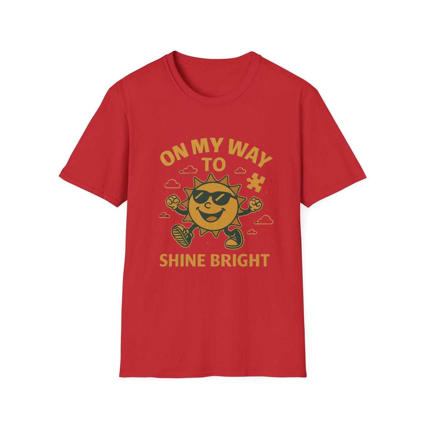 On My Way to Shine Bright Autism Awareness T-Shirt – Motivational Puzzle Piece Design for Neurodiversity and Inclusion