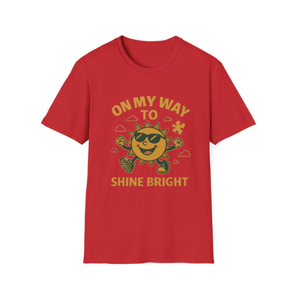 On My Way to Shine Bright Autism Awareness T-Shirt – Motivational Puzzle Piece Design for Neurodiversity and Inclusion