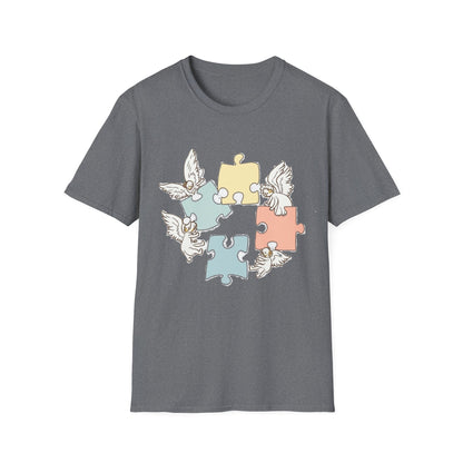 Guardian Angel Autism Awareness T-Shirt | Pastel Puzzle Piece Graphic Tee | Neurodiversity Support Gift for Parents