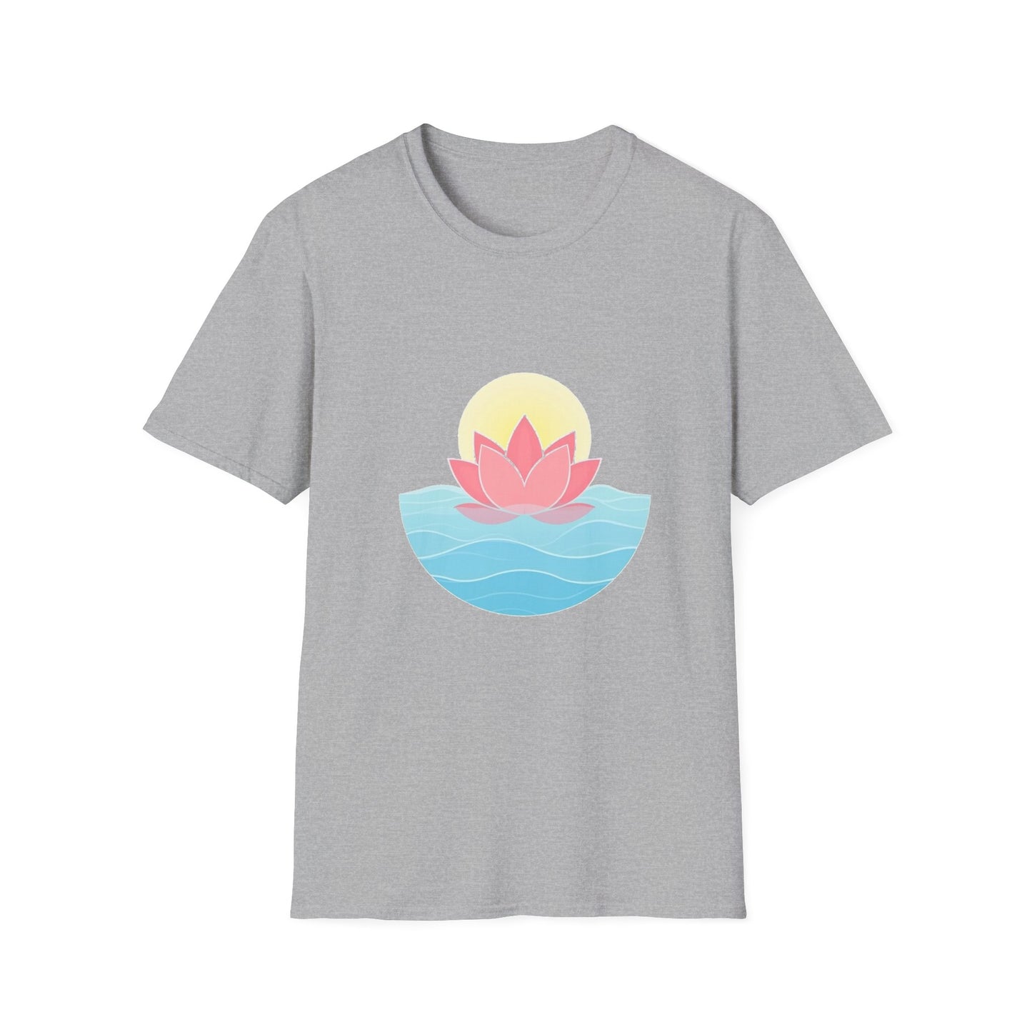 Lotus Flower T-Shirt – Tranquil Design with Water & Sun – Peace & Mindfulness Shirt