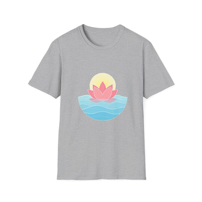 Lotus Flower T-Shirt – Tranquil Design with Water & Sun – Peace & Mindfulness Shirt