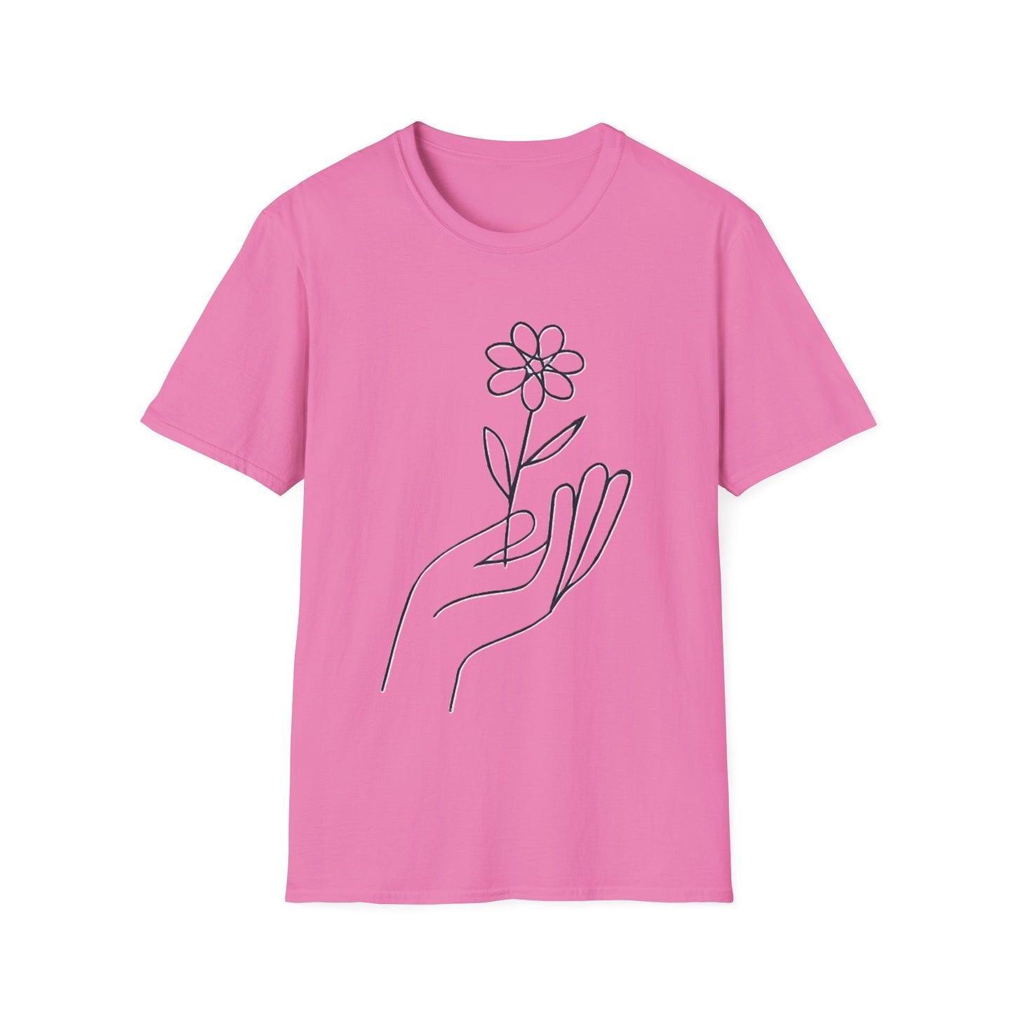 Gentle Care Flower Hand Line Art T-Shirt – Minimalist Kindness Tee  Alt title option: