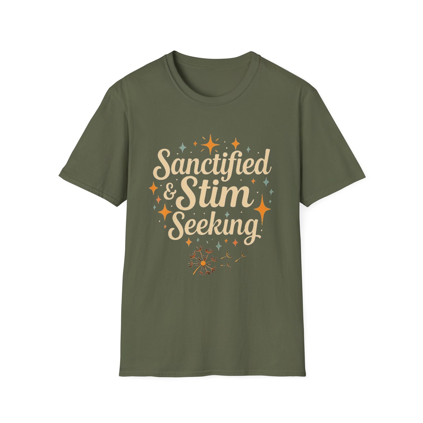 Sanctified & Stim Seeking T-Shirt – Christian Neurodivergent Faith Autism ADHD Shirt