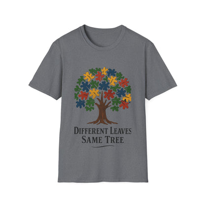 Puzzle Piece Tree T-Shirt | Autism Awareness Inclusion Tee | Different Leaves Same Tree Neurodiversity Shirt
