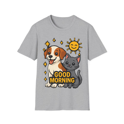 Good Morning Dog and Cat T-Shirt – Cute Pet Lovers Tee