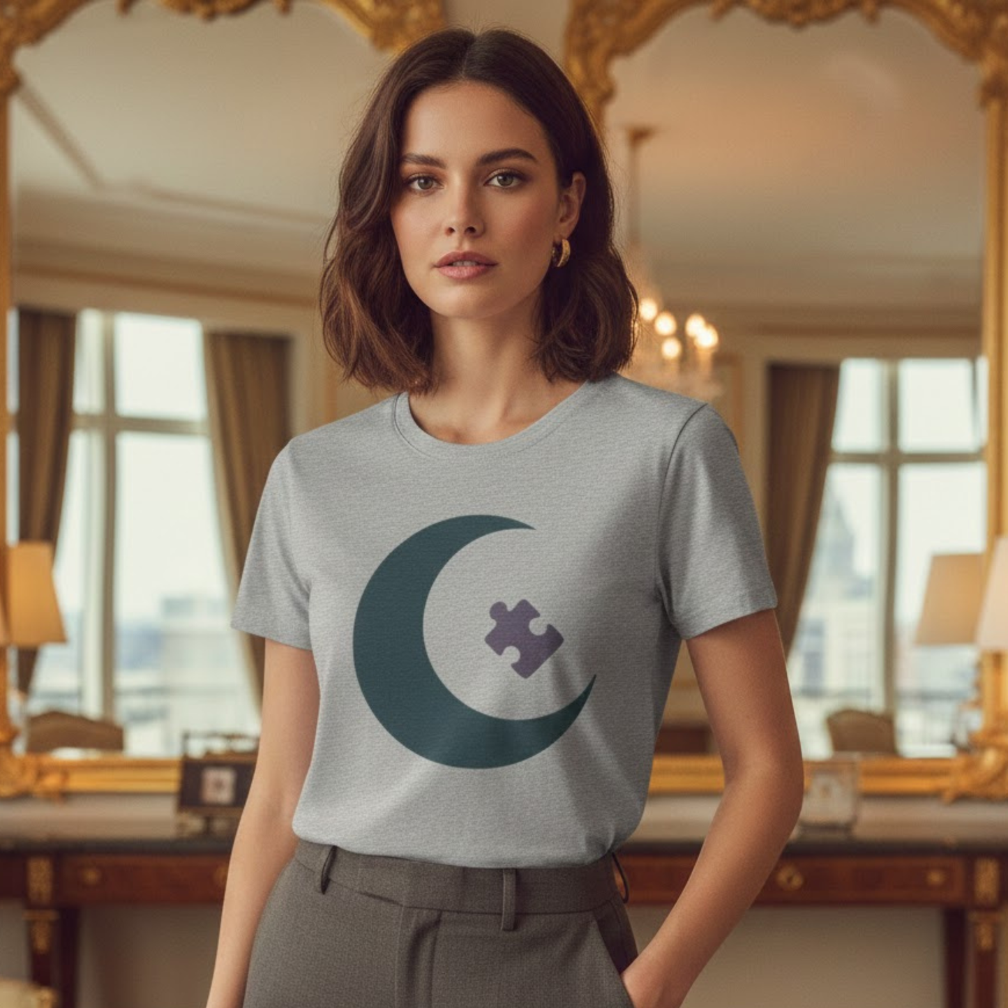 Autism Awareness Moon Puzzle T-Shirt – Minimalist Neurodiversity Tee