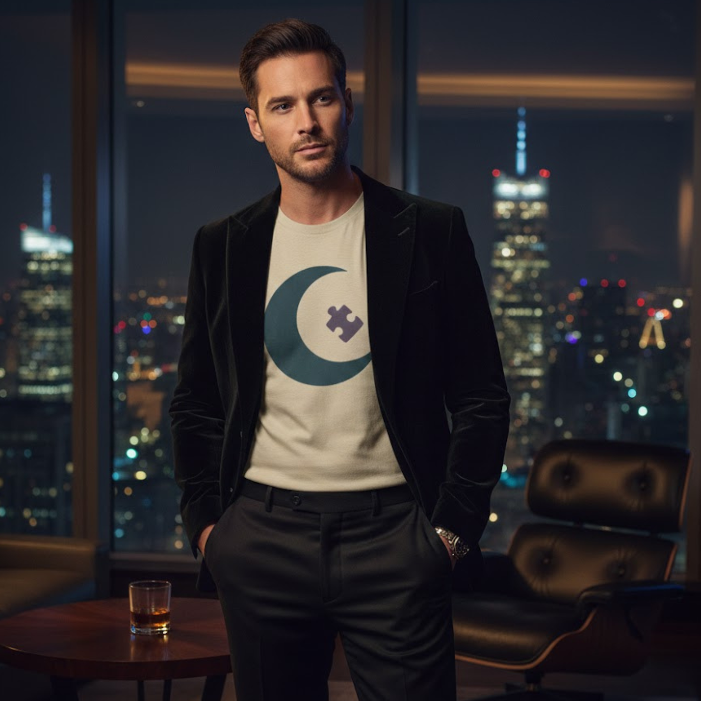 Autism Awareness Moon Puzzle T-Shirt – Minimalist Neurodiversity Tee