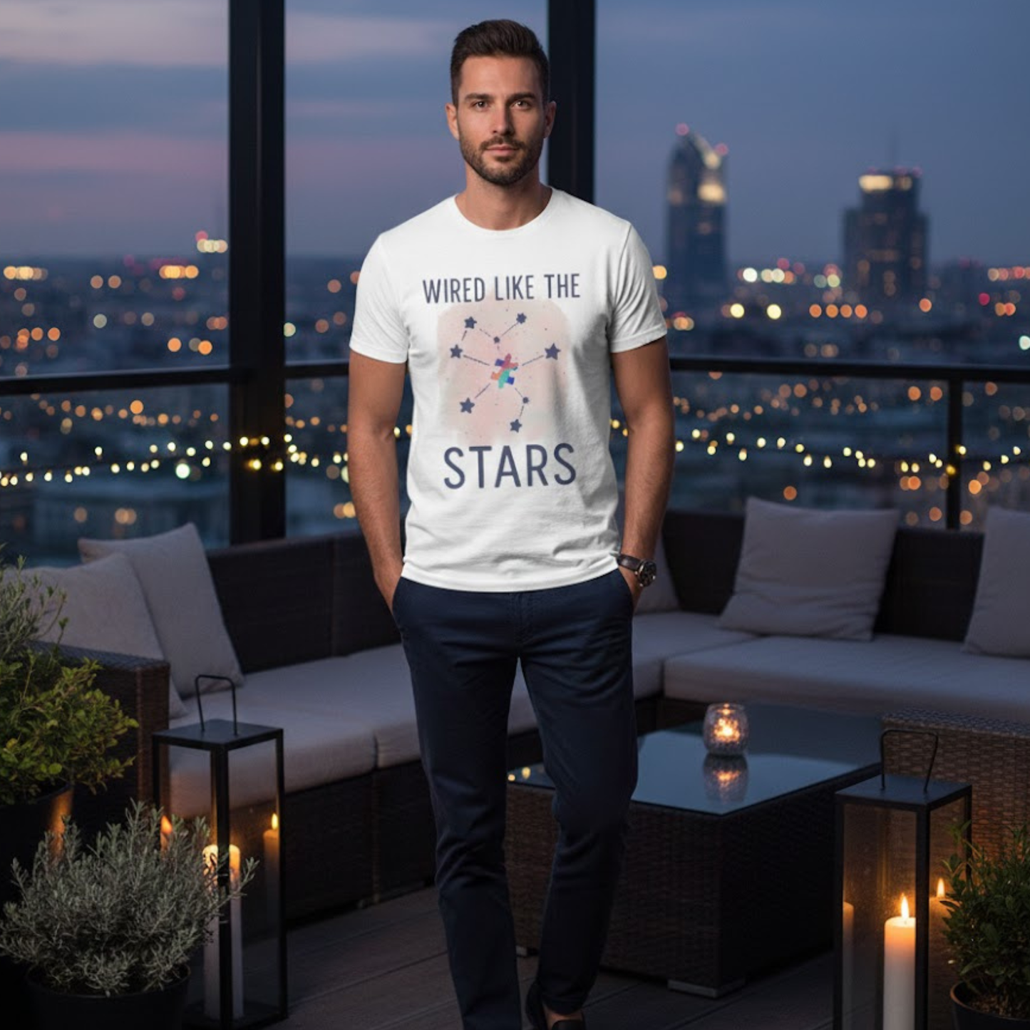 Wired Like the Stars Neurodiversity T-Shirt – Autism Pride Puzzle Star Tee