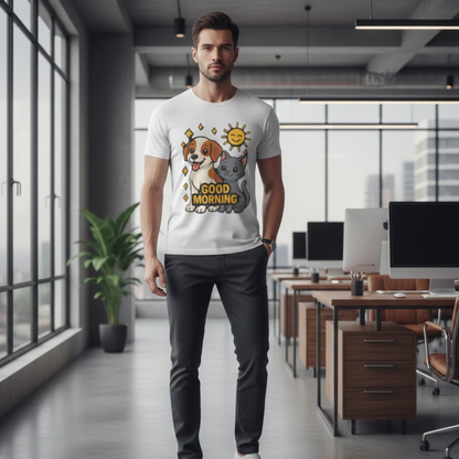 Good Morning Dog and Cat T-Shirt – Cute Pet Lovers Tee