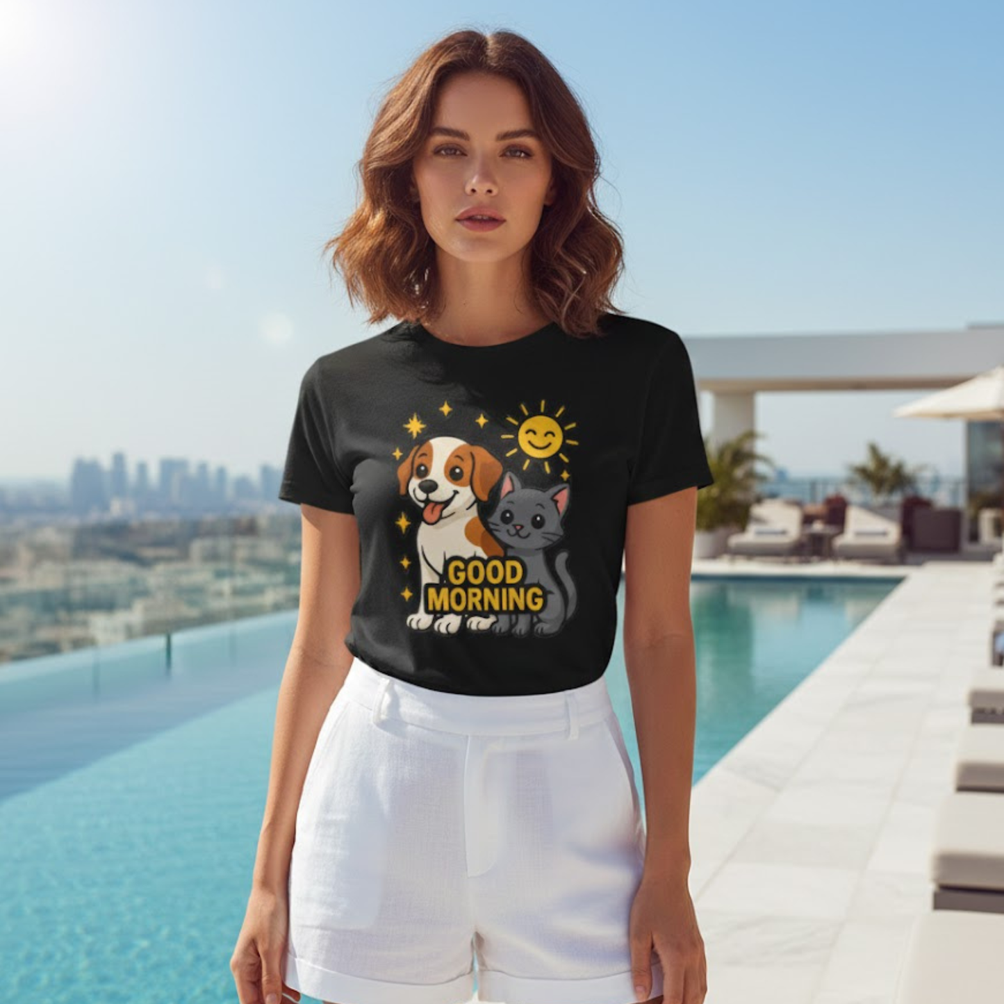 Good Morning Dog and Cat T-Shirt – Cute Pet Lovers Tee