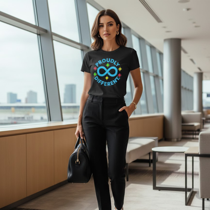 Proudly Different T-Shirt – Colorful Infinity Design for Empowerment