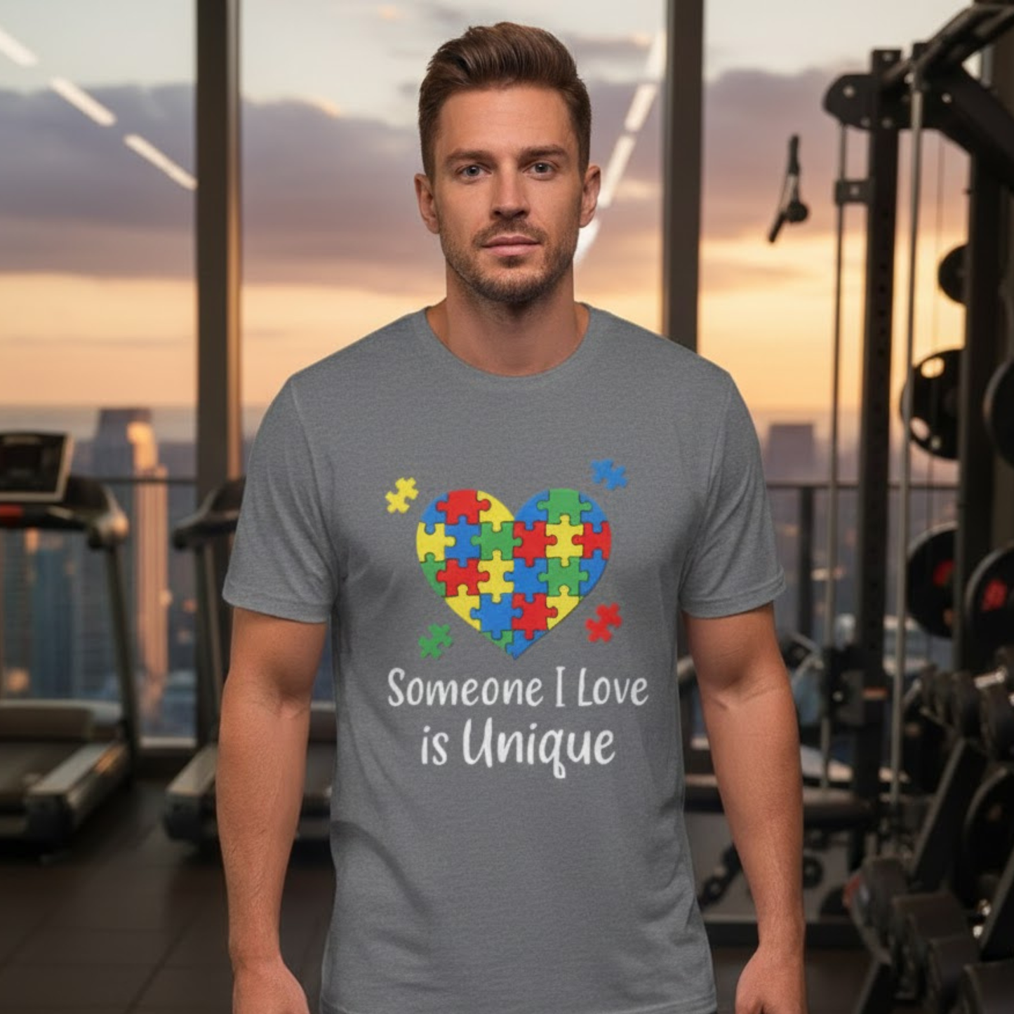 Autism Awareness T-Shirt – Someone I Love Is Unique Puzzle Heart Tee