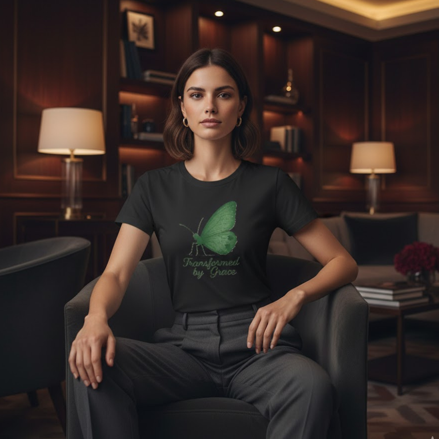 Transformed by Grace Christian T-Shirt – Faith Butterfly Inspirational Tee