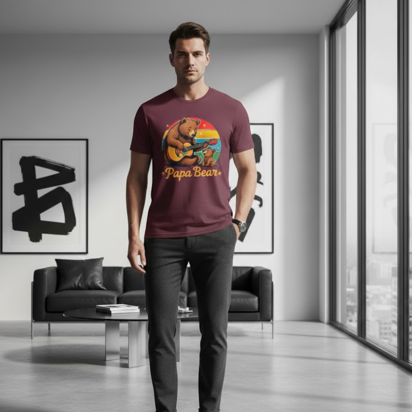 Papa Bear Guitar T-Shirt – Funny Bear Dad Shirt for Fathers  Alternative Title Options