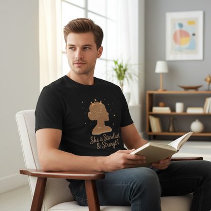 She is Stardust & Strength Shirt – Inspirational T-shirt Celebrating Inner Power and Resilience