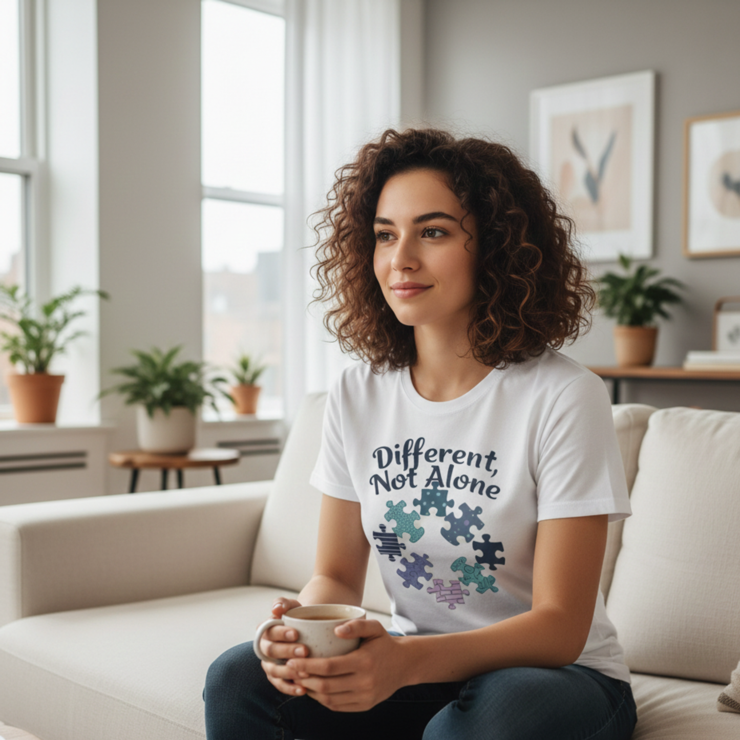 Different, Not Alone Shirt – Puzzle Piece T-shirt Celebrating Uniqueness and Belonging