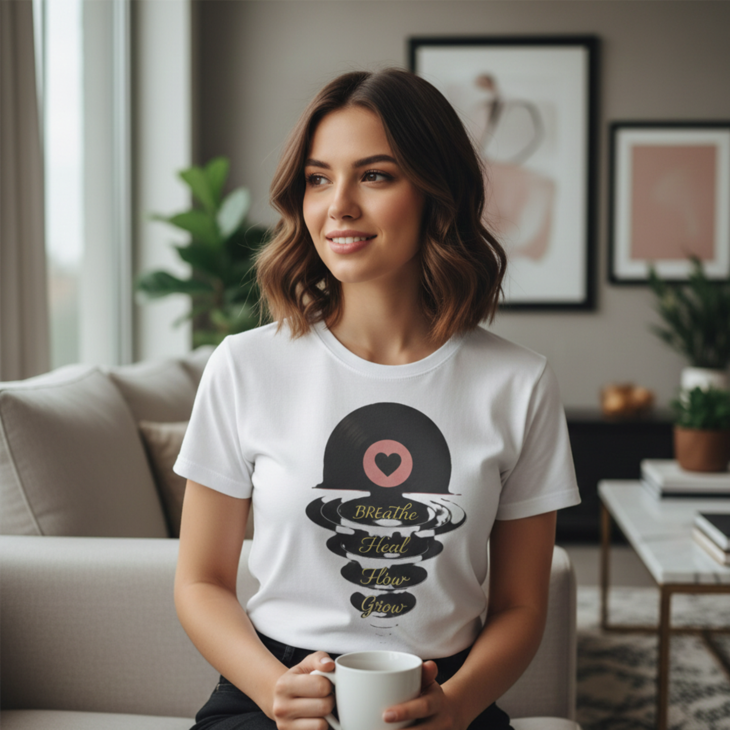 Breathe, Heal, How, Glow Shirt – Vinyl Record Design for Music and Healing Lovers