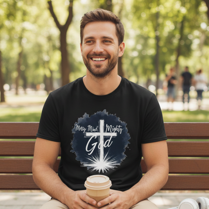 Messy Mind, Mighty God Shirt – Christian Faith T-Shirt with Cross & Empowering Message