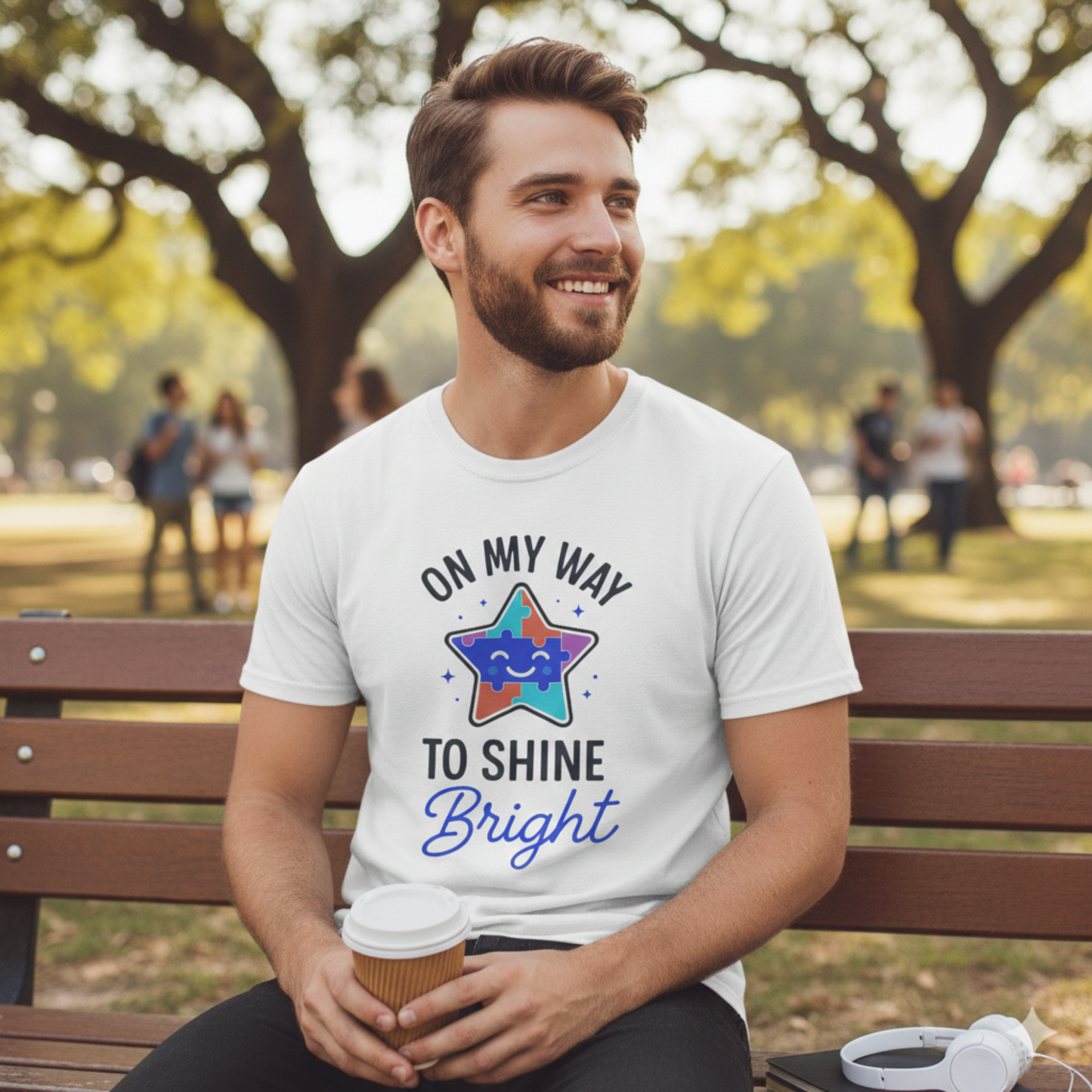 On My Way to Shine Bright Shirt – Autism Pride T-Shirt with Colorful Puzzle Star Design