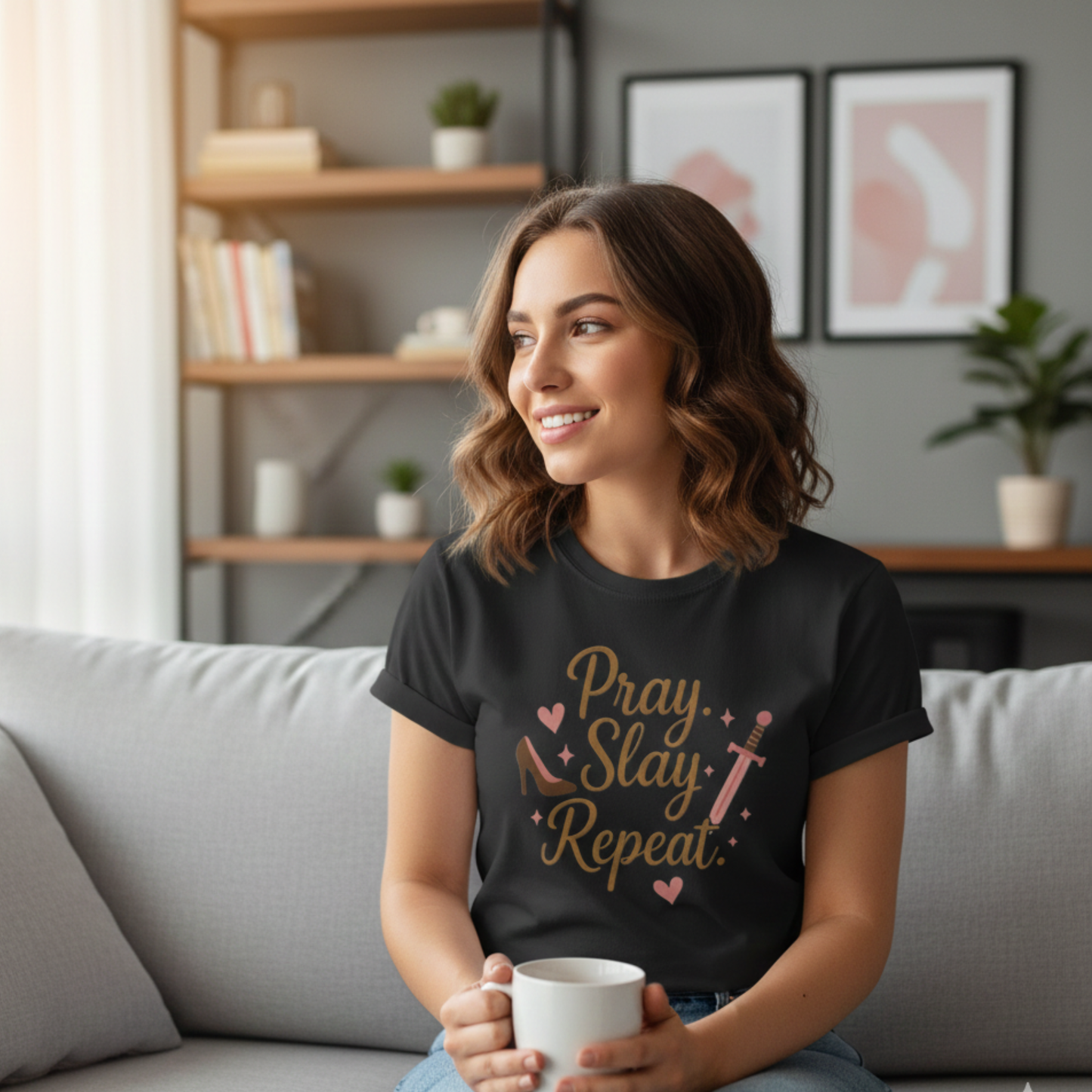 Pray Slay Repeat Shirt – Empowering Women's Strength T-Shirt with Inspirational Design