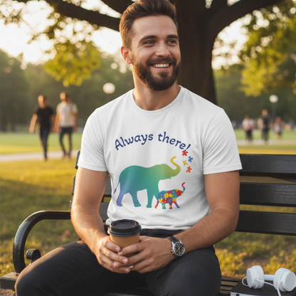 Always There Shirt – Supportive Elephant & Puzzle Pieces T-Shirt for Autism Awareness